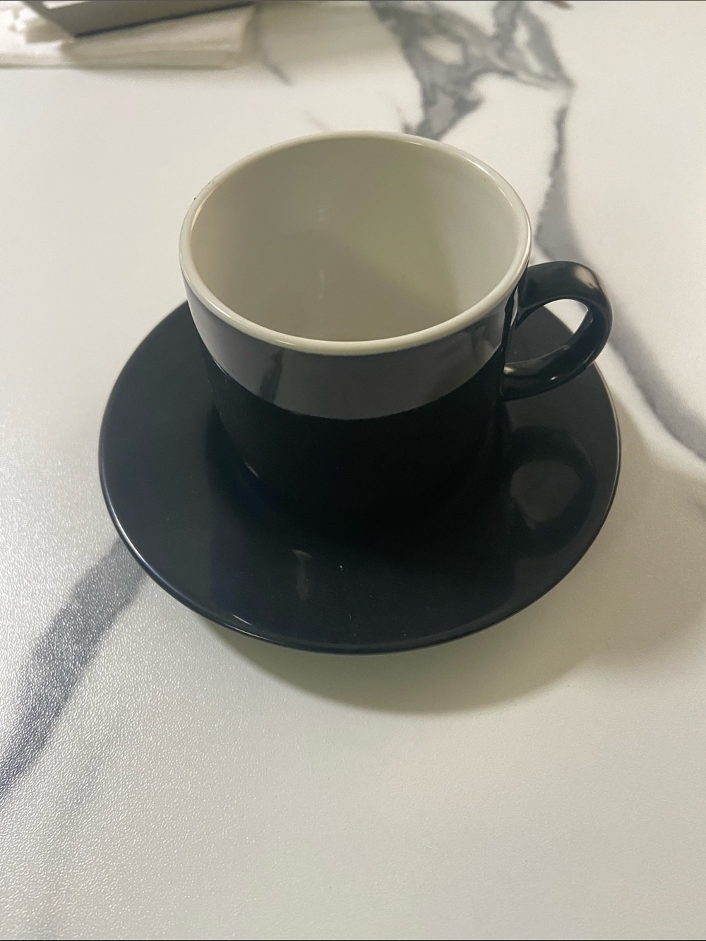 Black and White Ceramic Espresso Cup with Saucer set of 6
